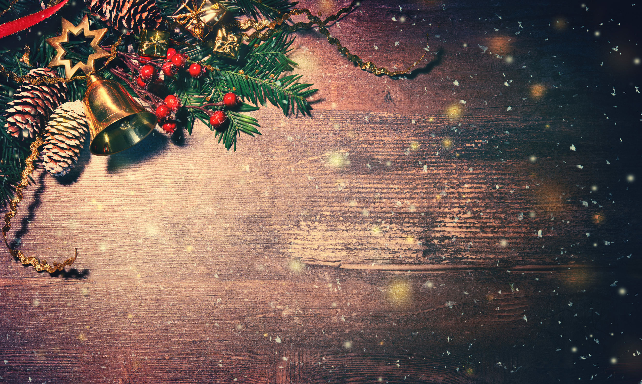 Christmas ornaments placed on a table